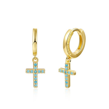 Turquoise mini crosses earrings