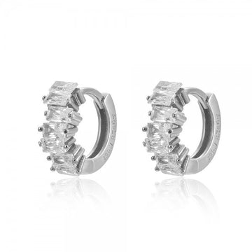 MINI HOOP CRYSTAL SILVER EARRINGS