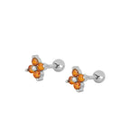 Piercing flower naranja silver