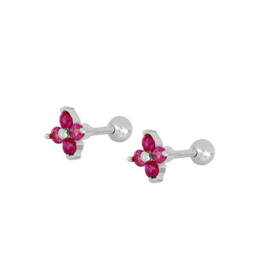 Piercing flower ruby ​​Silver