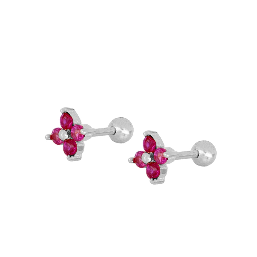 Piercing flower rubí Silver