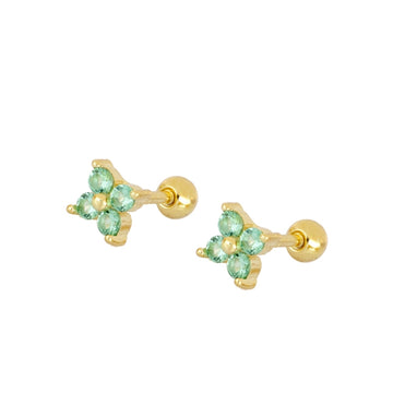 Green tourmaline flower piercing