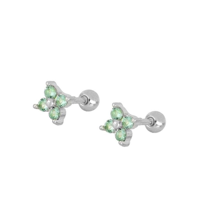 Piercing flower verde turmalina silver