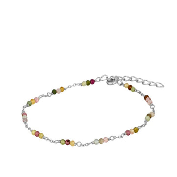 SILVER TOURMALINE THREE STONES BRACELET